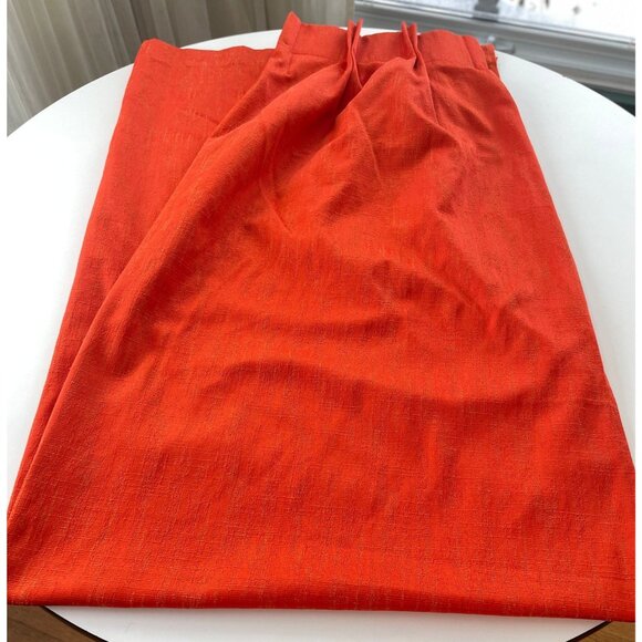 Vintage 60s curtain, orange jewel tone pleated drape, shiny glossy MCM panel - Picture 1 of 10
